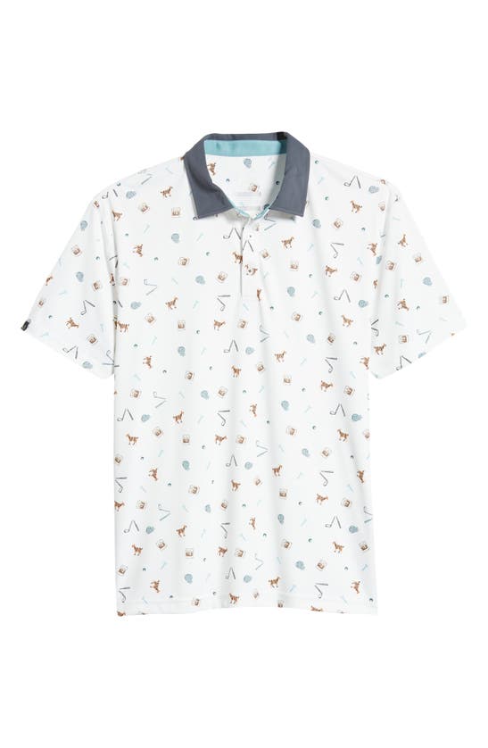 Swannies Amendt Print Polo In White-marine