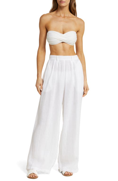 ® Vitamin A The Getaway High Waist Wide Leg Linen Cover-up Pants in White Eco Linen
