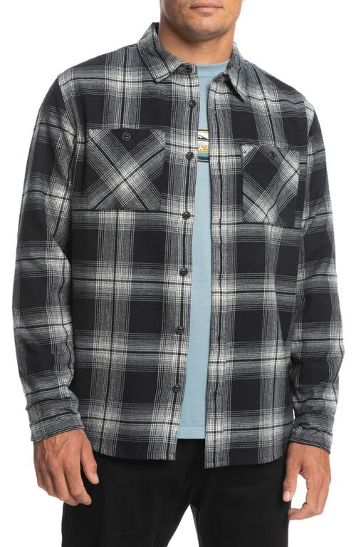 Quiksilver Saturn Plaid Flannel Button-Up Shirt in Black