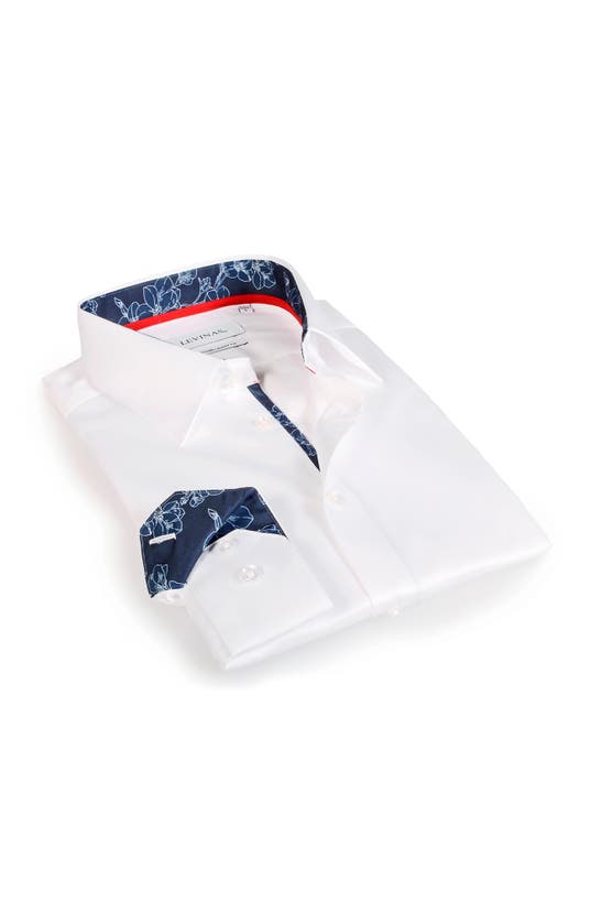 Levinas Contemporary Fit All Day Everyday Tech Stretch Dress Shirt In White