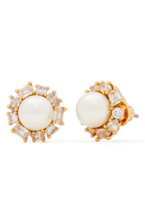 Kate Spade New York Imitation Pearl Halo Stud Earrings In Clear/gold