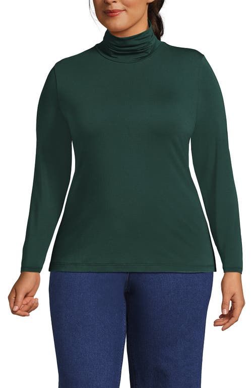 Shop Lands' End Plus Size Lightweight Jersey Skimming Long Sleeve Turtleneck In Deep Forest