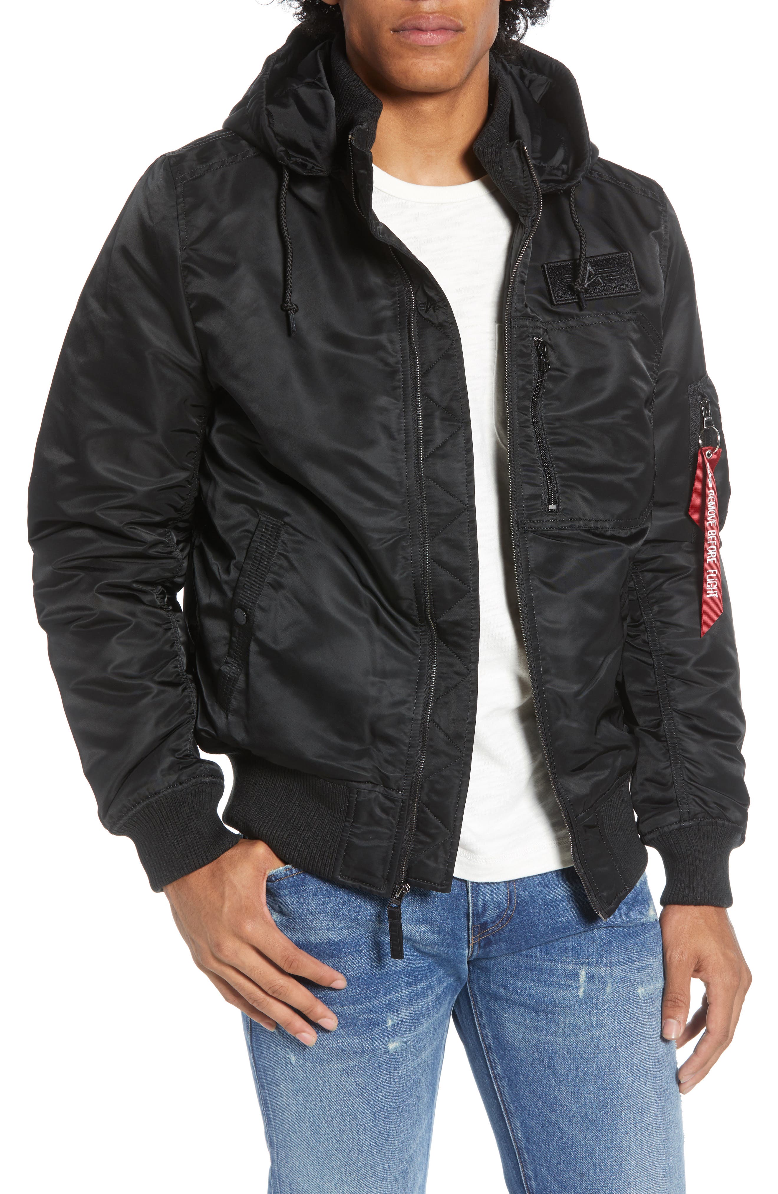 UPC 640631821362 product image for Men's Alpha Industries Ma-1 Hooded Water Resistant Bomber Jacket, Size Large - B | upcitemdb.com