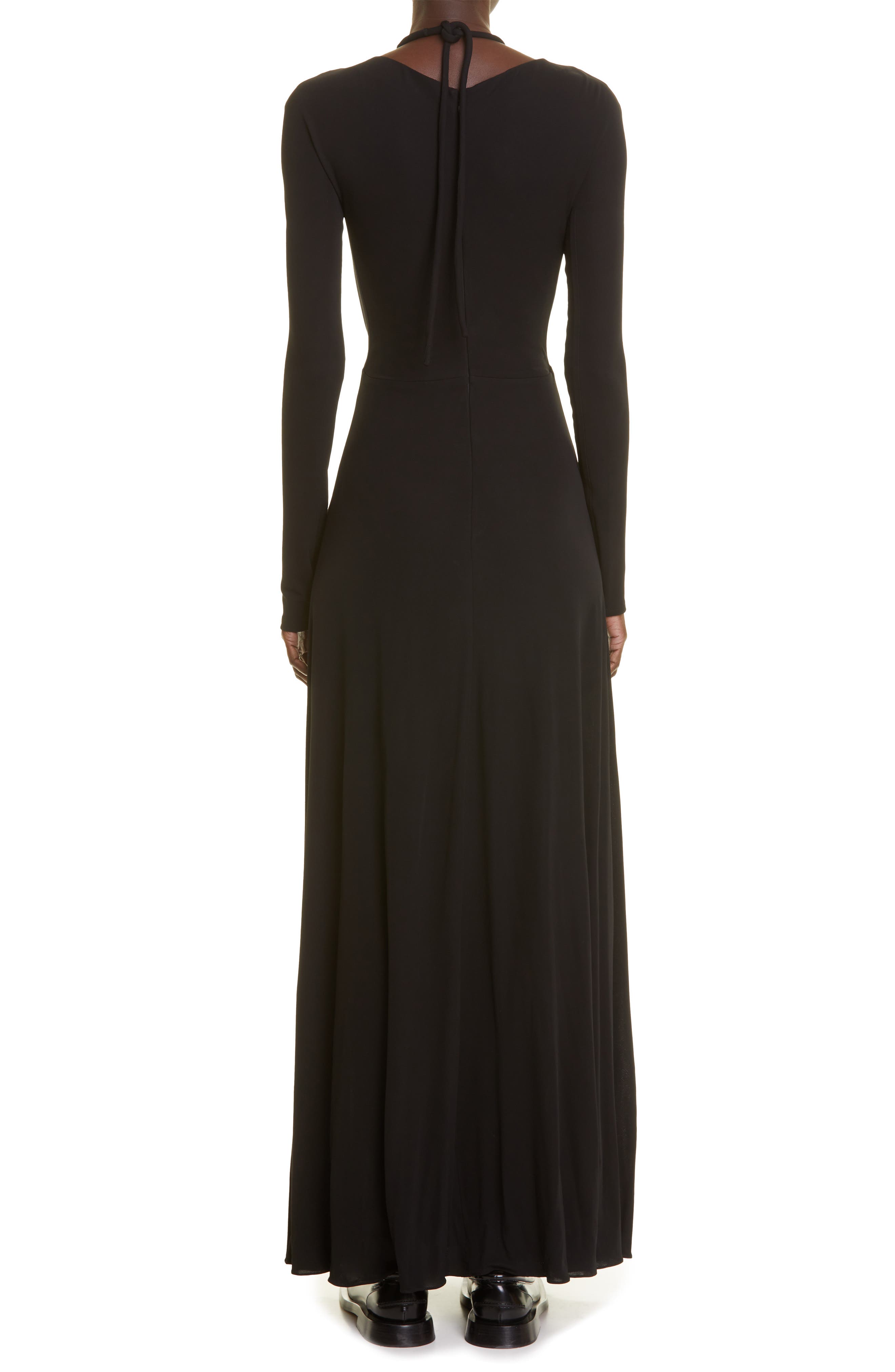 Proenza Schouler Drawstring Keyhole Matte Jersey Maxi Dress, Black, Women's, 0, Casual \u0026 Work Dresses Maxi Dresses
