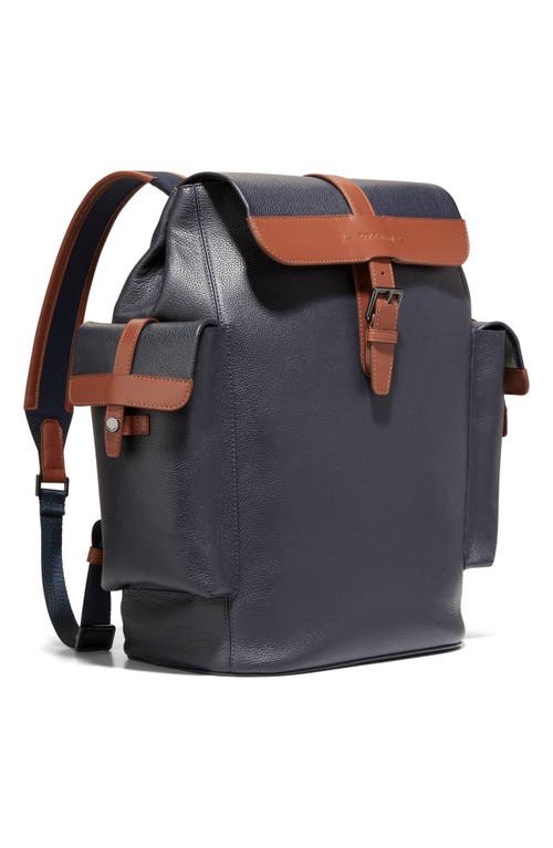 Cole Haan Triboro Leather Backpack In Navy/new British Tan
