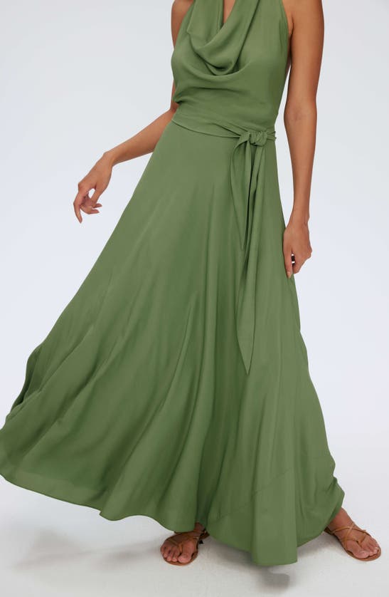 Shop Diane Von Furstenberg Mckibbin Halter Neck Maxi Dress In Military Green