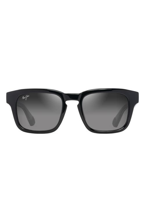 Maluhia 52mm Gradient PolarizedPlus2 Square Sunglasses in Shiny Black W/trans Light Grey