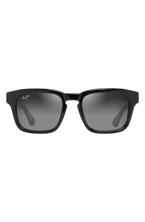 Maui Jim Maluhia 52mm Gradient Polarizedplus2® Square Sunglasses In Shiny Black W/trans Light Grey