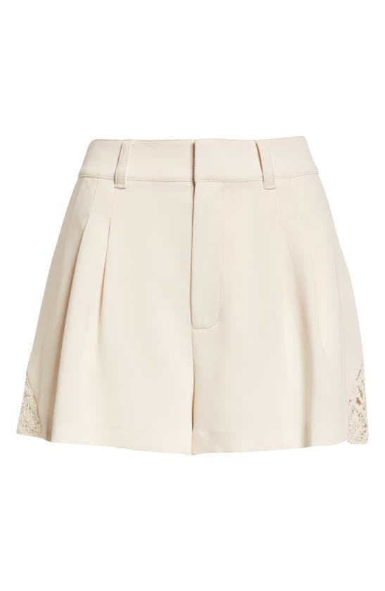 Shop Cinq À Sept Corinna Lace Inset Shorts In Light Plaster