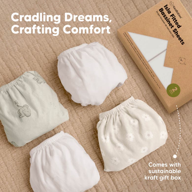Keababies 2-pack Isla Fitted Bassinet Sheets In Soft White