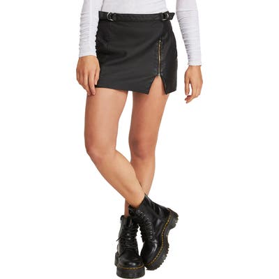 Free People Midnight Magic Faux Leather Miniskirt, Black
