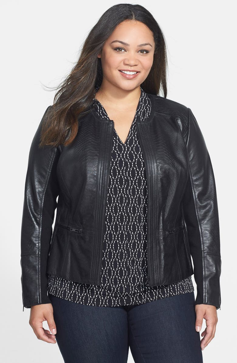 Sejour Embossed Leather Jacket (Plus Size) | Nordstrom