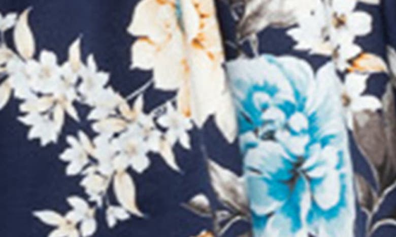 Shop Kiyonna Encore Print Faux Wrap Top In Navy Floral Print