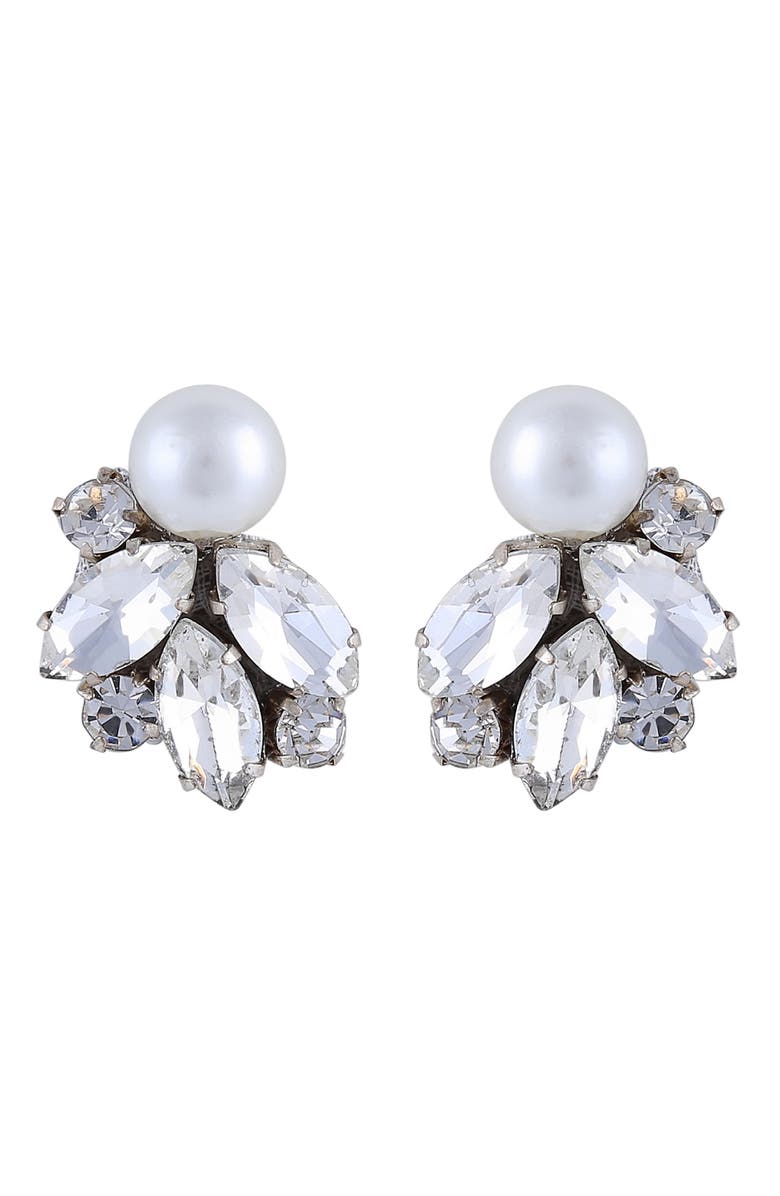 Deepa Gurnani Alessa Imitation Pearl & Crystal Earrings, Main, color, 