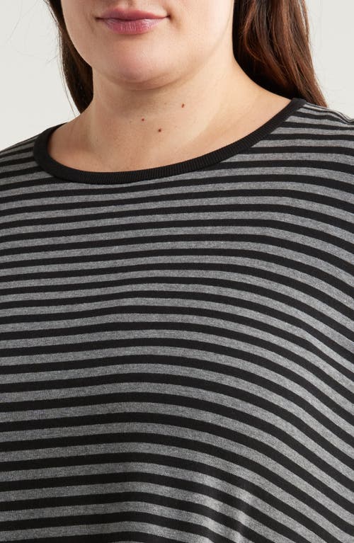 Shop Eileen Fisher Stripe Long Sleeve Top In Black/ash