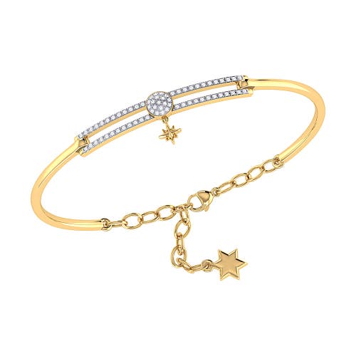 Shop Luvmyjewelry Full Moon North Star Sterling Silver Diamond Bangle In 14kt Gold Vermeil On Sterling