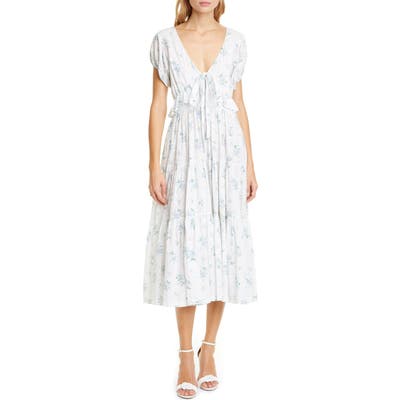 Loveshackfancy Carlton Floral Ruffle Cotton Dress, White