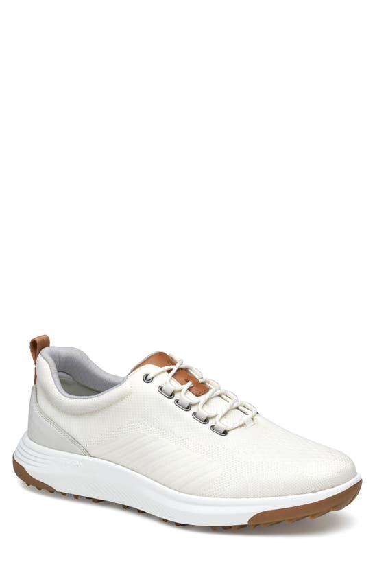 Johnston & Murphy Amherst Gl1 Sport Hybrid Waterproof Golf Sneaker In White Coated Knit