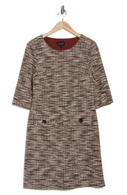 Connected Apparel Three Quarter Sleeve Shift Dress In Spice