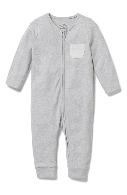 MORI Stripe Fitted One-Piece Pajamas in Gray Marl at Nordstrom