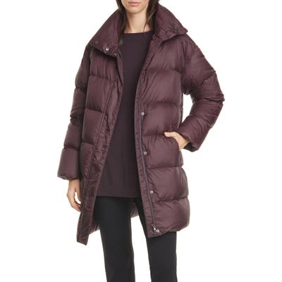 Petite Eileen Fisher Funnel Neck Down Coat, Purple