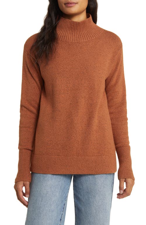 caslon(r) Mock Neck Cotton Blend Sweater in Rust Bisque
