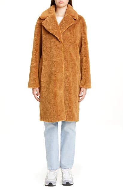 Stand Studio Camille Teddy Faux Fur Cocoon Coat In Nougat