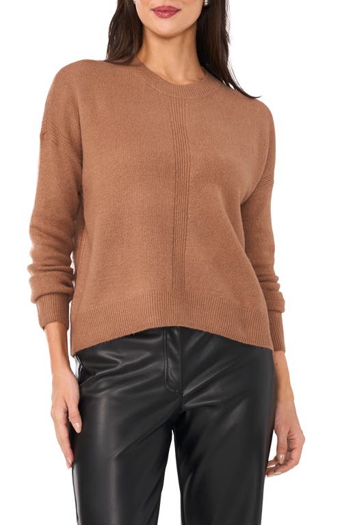 Shop Vince Camuto Cropped Crewneck Sweater In Cocoa