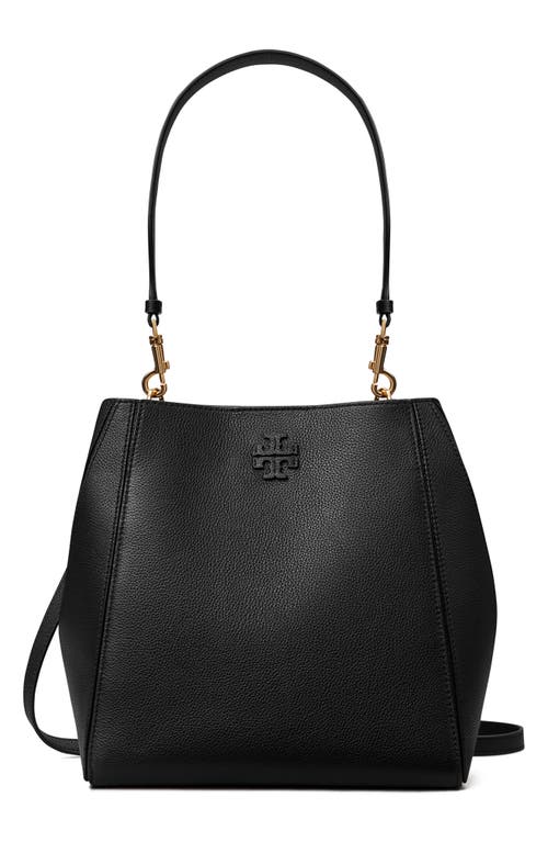 Shop Tory Burch Mcgraw Leather Bucket Bag In Black