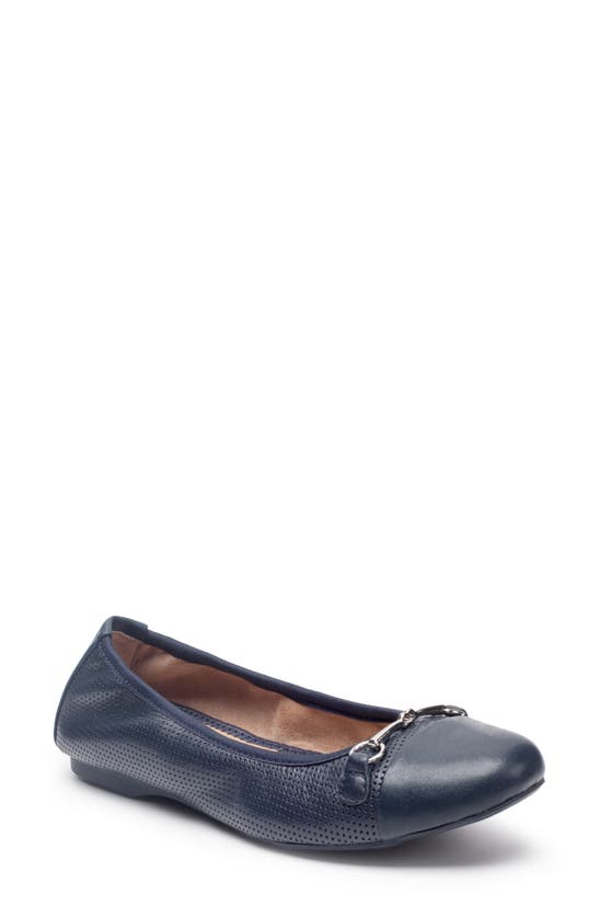 Shop Me Too Brielle Cap Toe Perforated Ballet Flat In Navy Leather