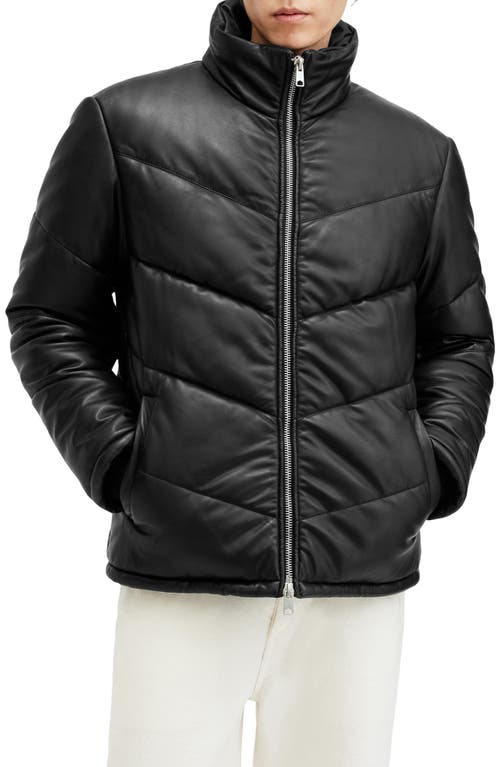 Shop Allsaints Raya Leather Puffer Jacket In Black