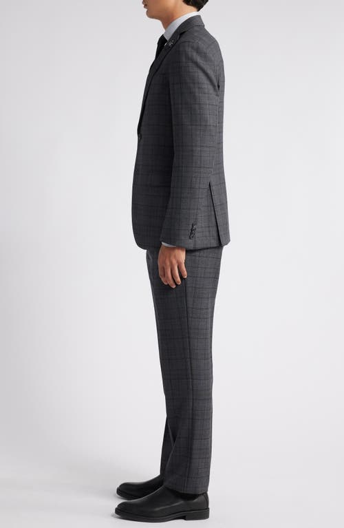 Shop John Varvatos Plaid Wool Blend Suit In Charcoal