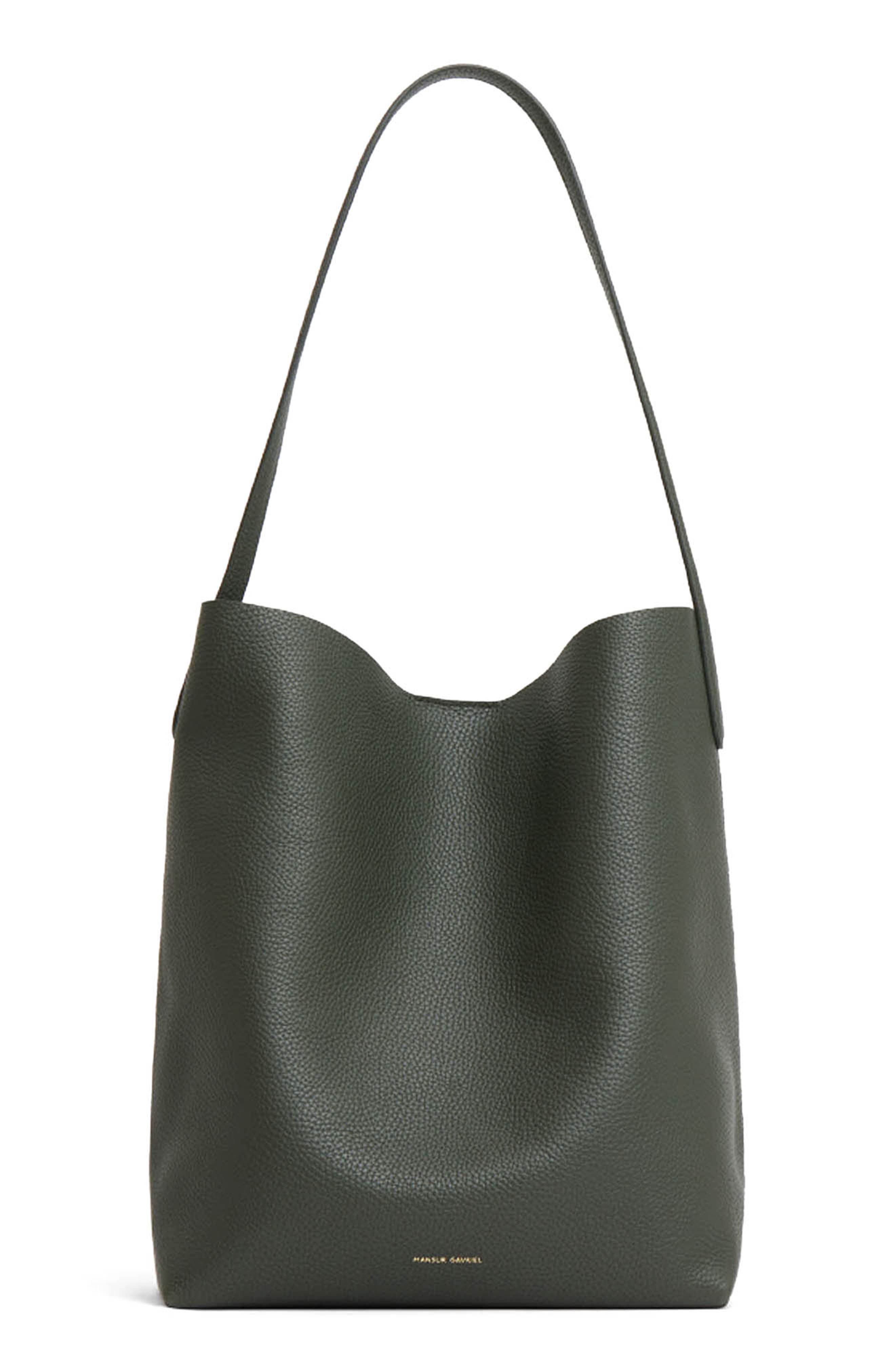 Mansur Gavriel Everyday Leather Shoulder Bag In Seaweed