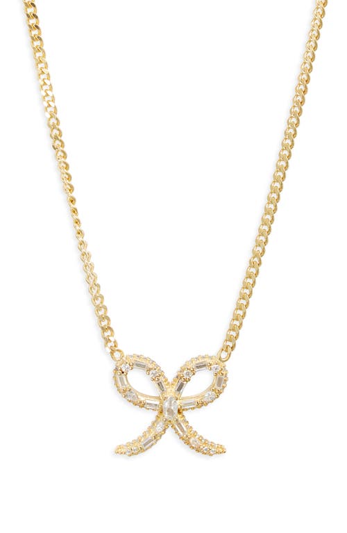 SHYMI Cubic Zirconia Ribbon Pendant Necklace in Gold at Nordstrom