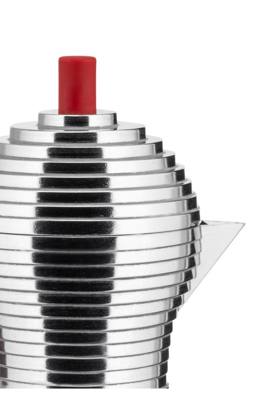 Shop Alessi Pulcina 3-cup Espresso Coffee Maker In Silver Red