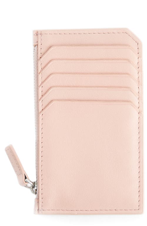 ROYCE New York Zip Leather Card Case in Light at Nordstrom