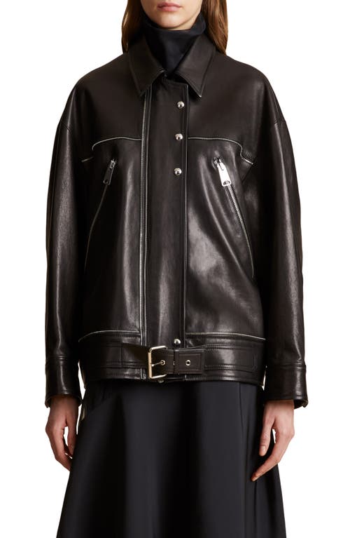 Khaite Herman Leather Moto Jacket in Black at Nordstrom, Size Medium