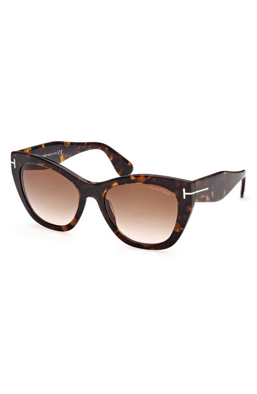 Shop Tom Ford Cara 56mm Square Sunglasses In Havana/gradient Brown