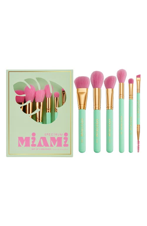SPECTRUM Miami Travel Book 6-Piece Makeup Brush Set $56 Value in Mint/Pink