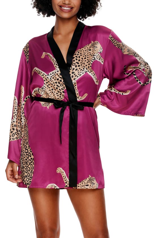 FELINA FELINA ADRIENNE PRINT SHORT SATIN ROBE