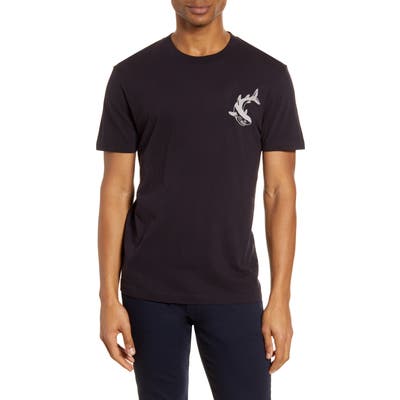 French Connection Embroidered Shark T-Shirt, Blue