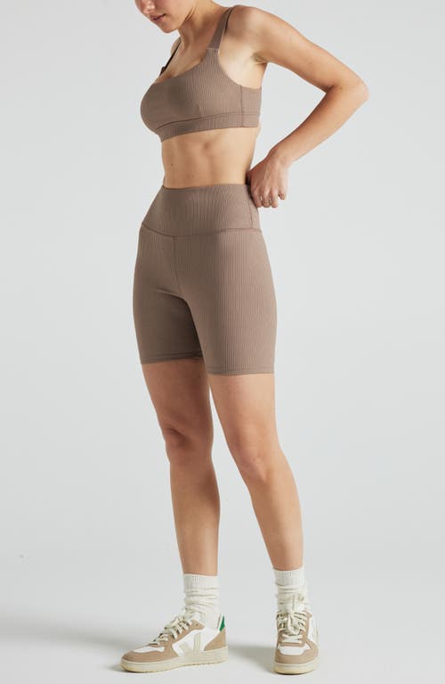 Losano Renew Rib Biker Short In Pine Bark