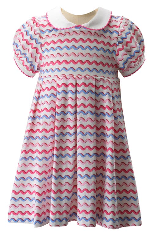 Rachel Riley Squiggle Stripe Cotton Dress Pink Multi at Nordstrom,