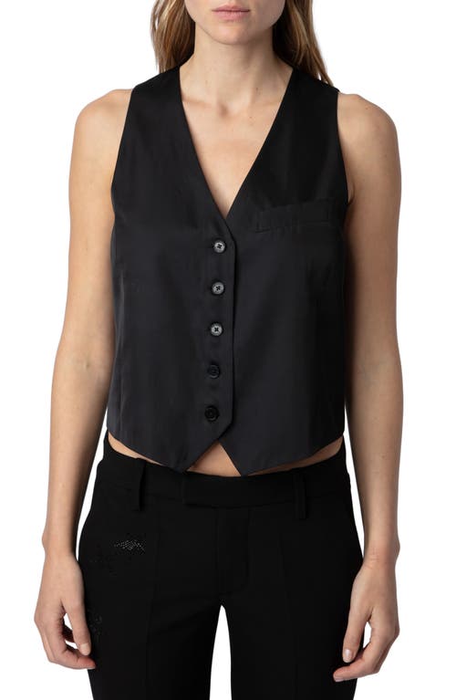 Zadig & Voltaire Emaux Sleeveless Satin Top Noir at Nordstrom,
