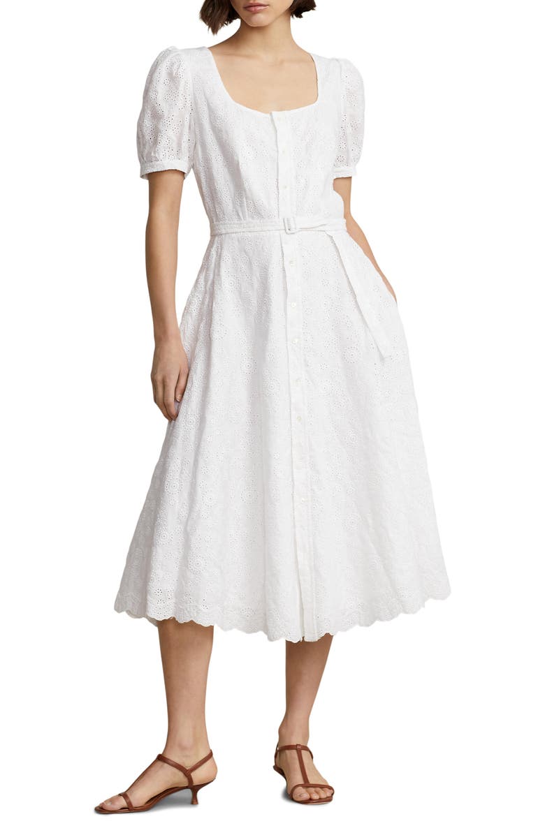 Polo Ralph Lauren Eyelet Embroidery Linen Dress | Nordstrom