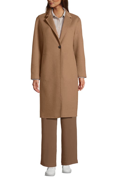 Shop Lands' End Wool Blend Top Coat In Honey Beige