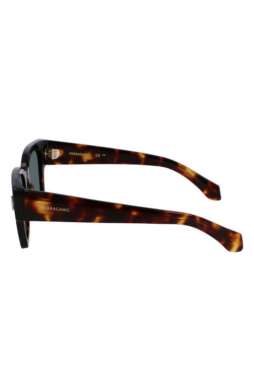 Shop Ferragamo Rivets 52mm Square Sunglasses In Dark Tortoise