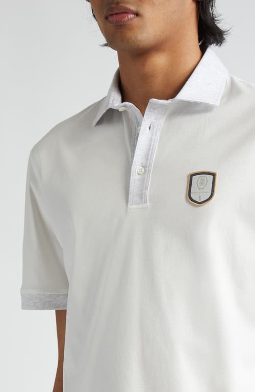 Shop Brunello Cucinelli Logo Patch Cotton Polo In Cvl41 Off White/perla/bianco