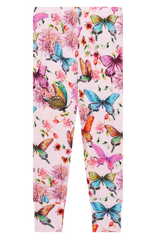 Shop Posh Peanut Kids' Butterfly Print Fitted Two-piece Pajamas In Pink