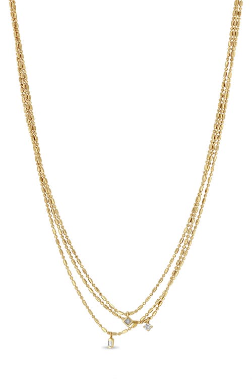 Shop Zoë Chicco Layered Diamond Charm Necklace In Yellow Gold